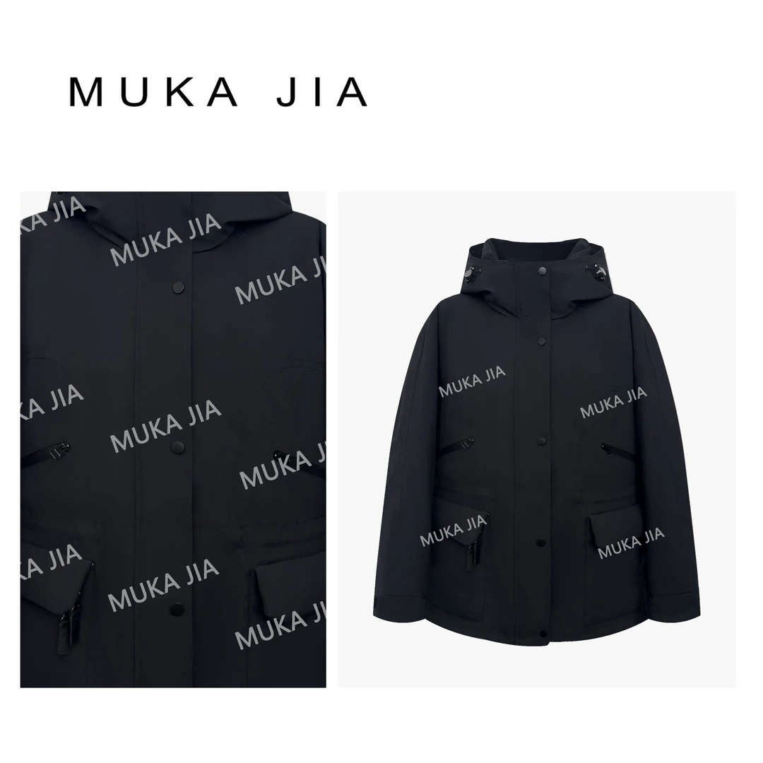 木卡家秋冬新款韩系小众街头设计连帽休闲百搭羽绒服冲锋衣外套