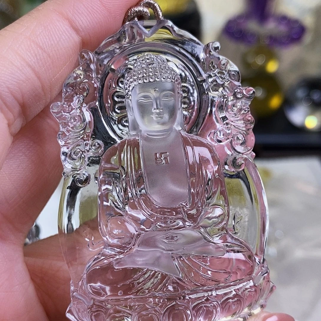 水晶天然水晶吊坠漂亮赠珠链未镶嵌灰*狼