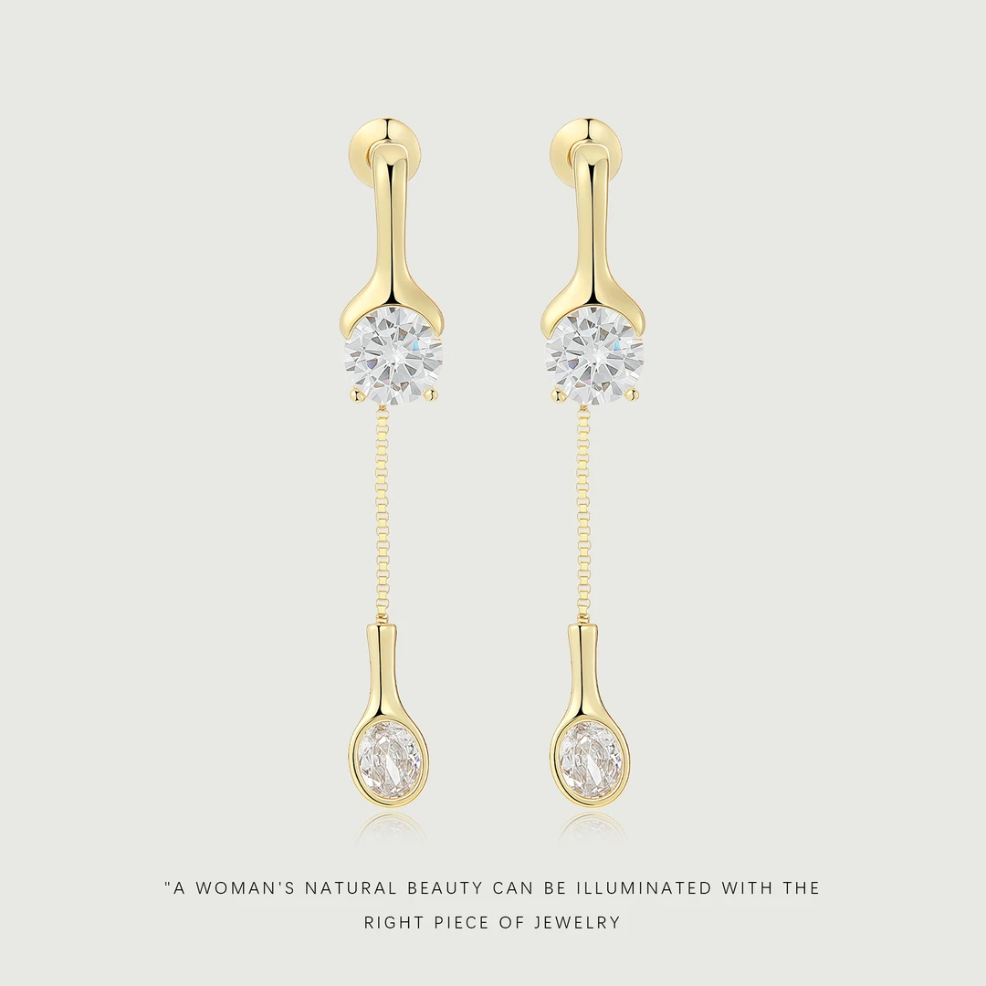 铜合金合成锆石耳饰 【水滴】气质耳钉A545