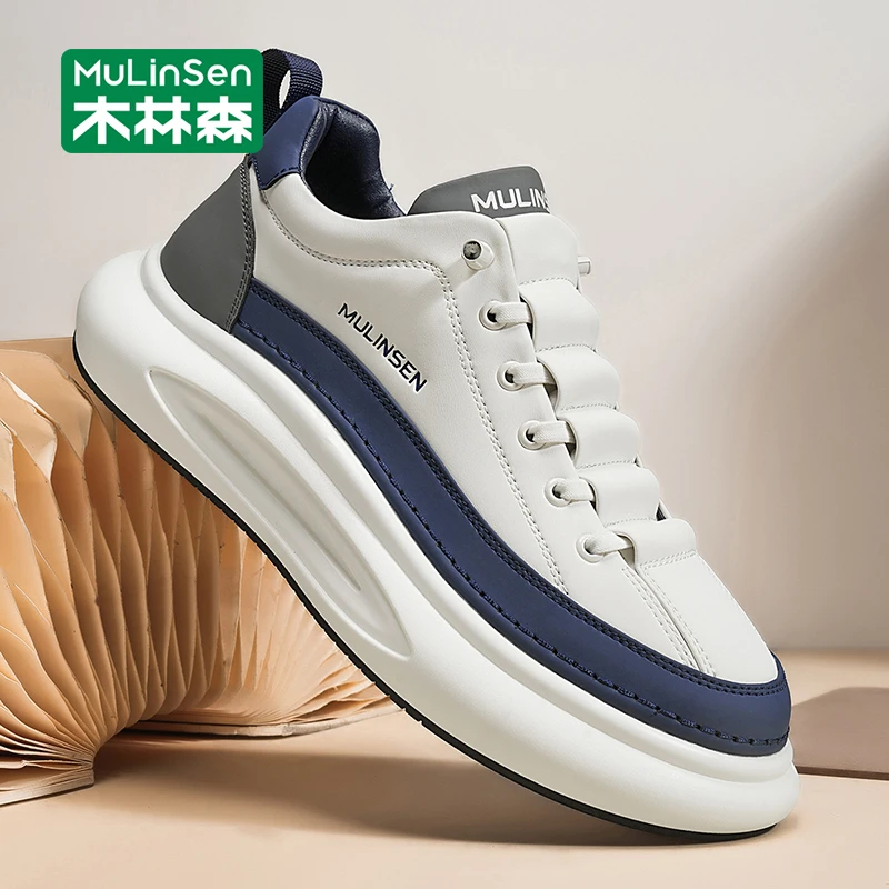 木林森小白鞋男2025新款秋季青少年厚底增高运动休闲百搭板鞋男款