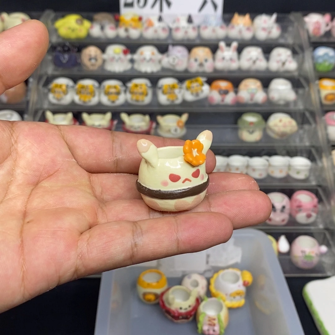 z***c手捏釉烧拇指花盆1只