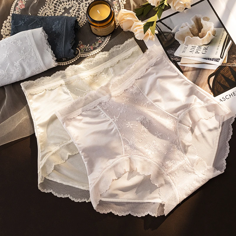 范芙妮夏季新品轻氧无痕蕾丝女士内裤2066高腰三角裤透气舒适薄款