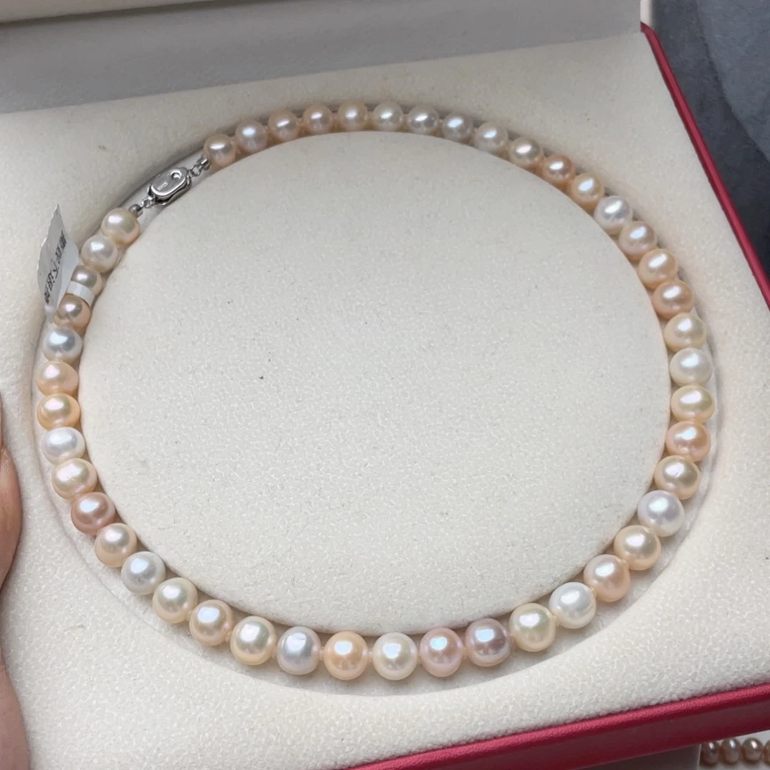 淡水珍珠银S925镶嵌颈饰9-10