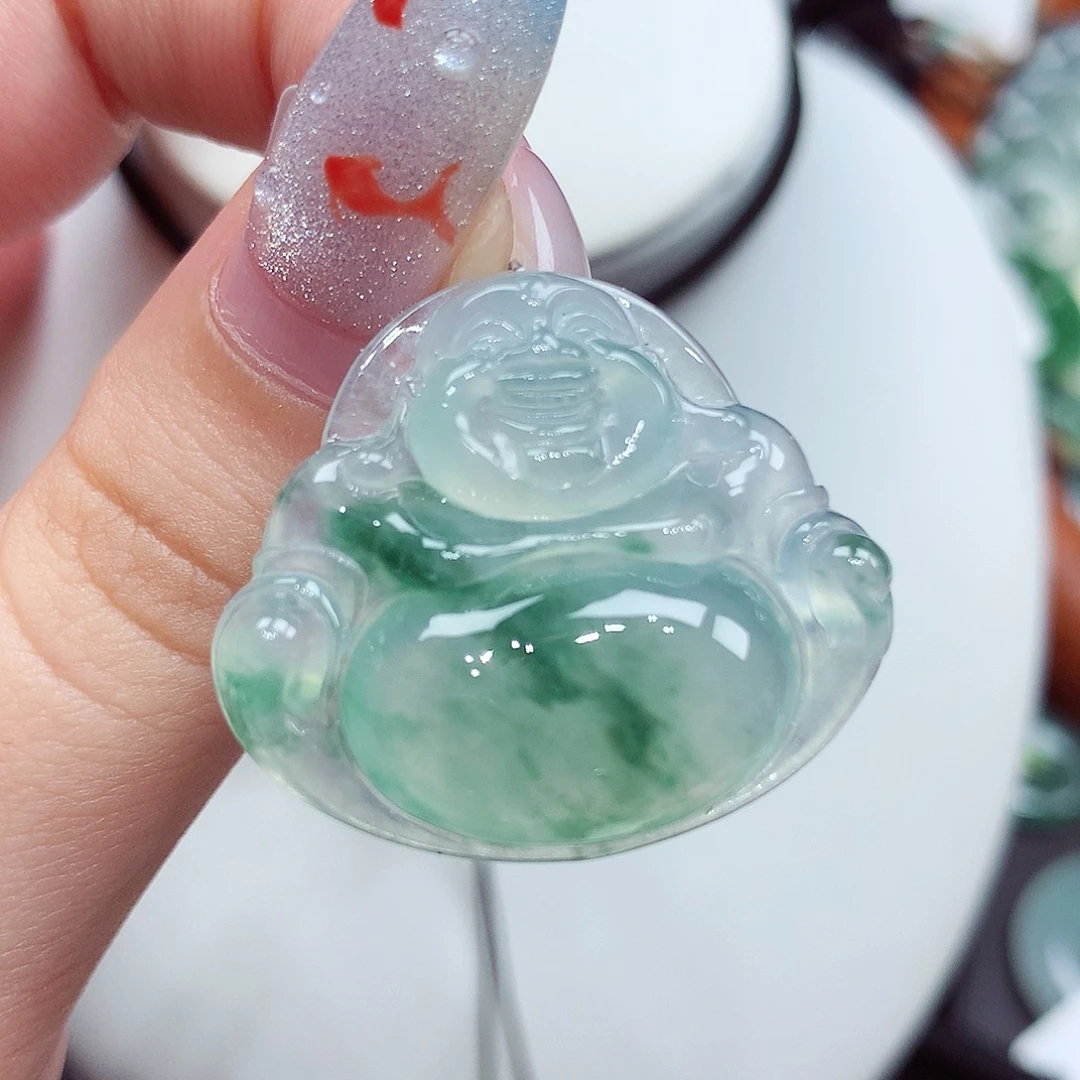 翡翠未镶嵌颈饰翡翠78，27/31/6.2