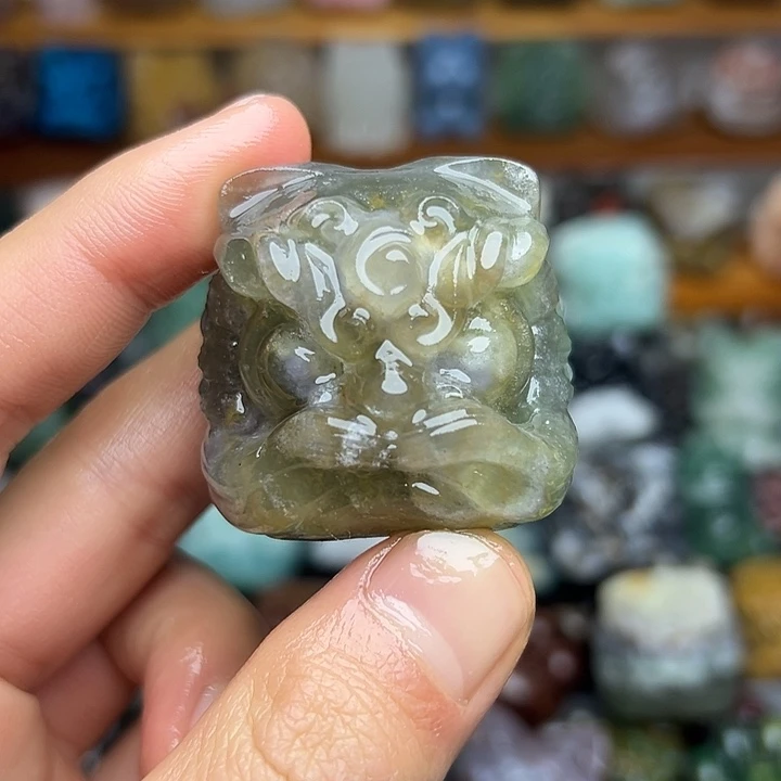 石材醒狮小白丝绒