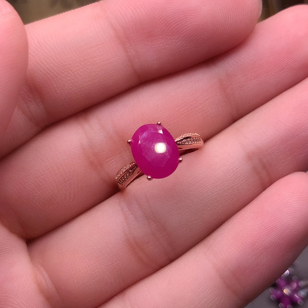 红宝石戒指银S925镶嵌