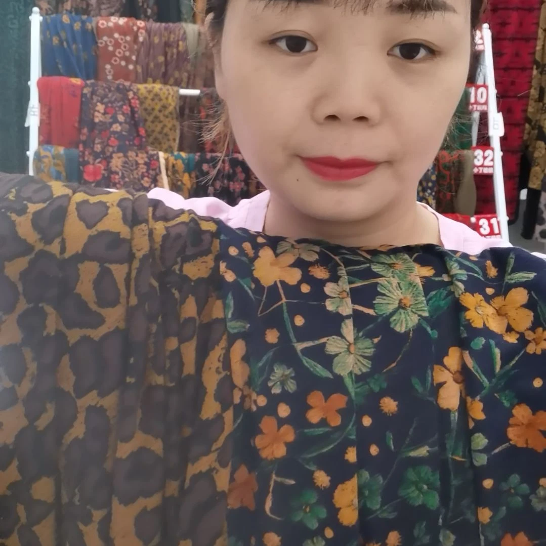 混纺深蓝黄彩色花朵黄色豹纹各2米