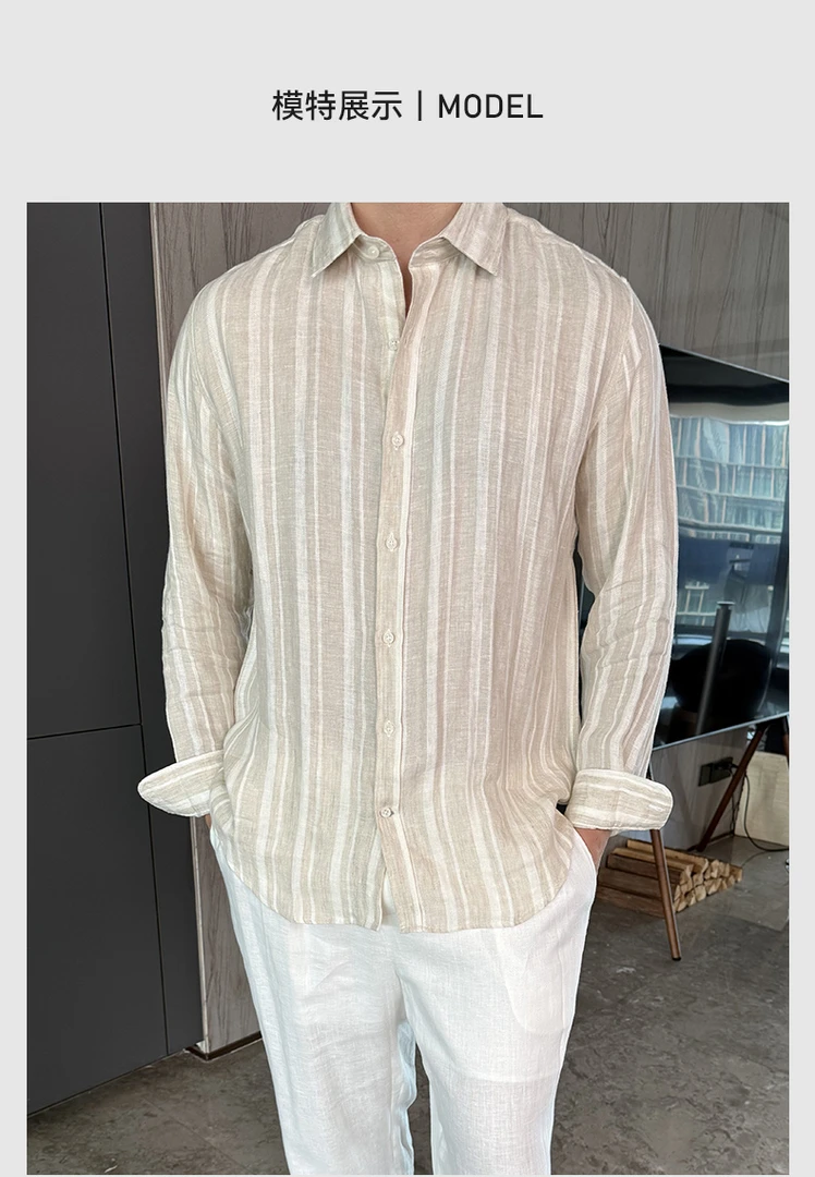 HOLOKI-老钱风条纹休闲衬衫外套WT-CX105