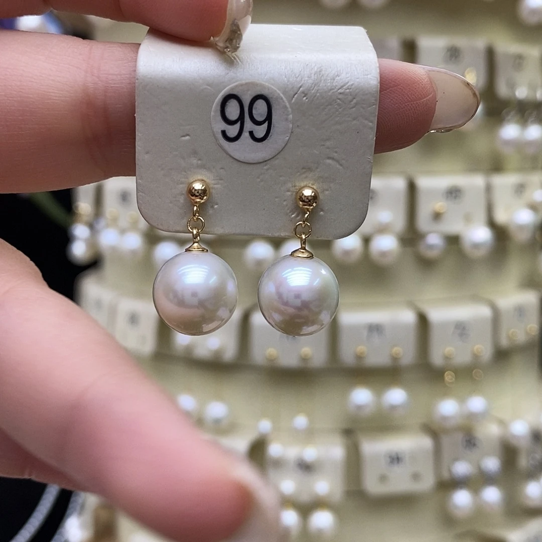银S925镶嵌淡水珍珠耳饰