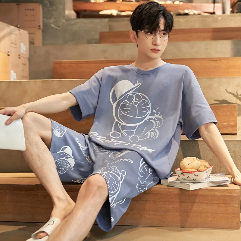 凉感莫代尔睡衣男士夏季天薄款冰丝短袖卡通动漫青少年家居服套装
