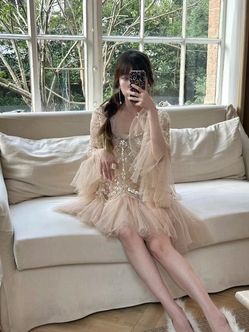 Lamiaeta重工金流苏礼服连衣裙