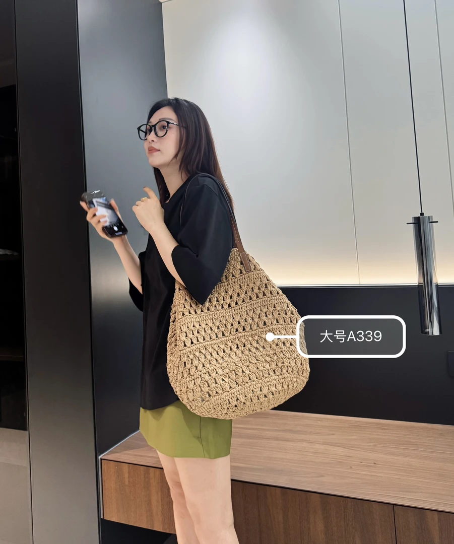 A339 原单 法式单肩草编包镂空慵懒风内衬可拆卸有拉链