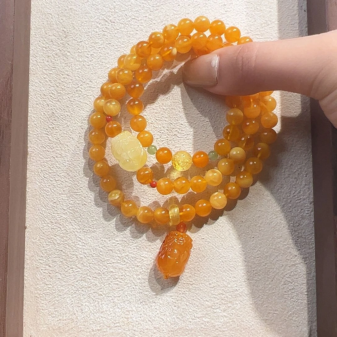 手链蜜蜡未镶嵌6.7mm蜜蜡手串