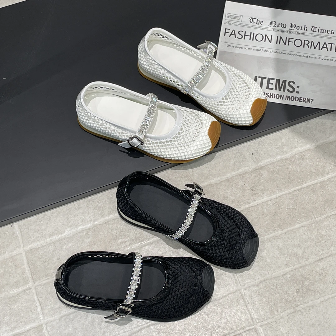 透气玛丽珍鞋平底镂空浅口单鞋网鞋软底百搭软底时尚