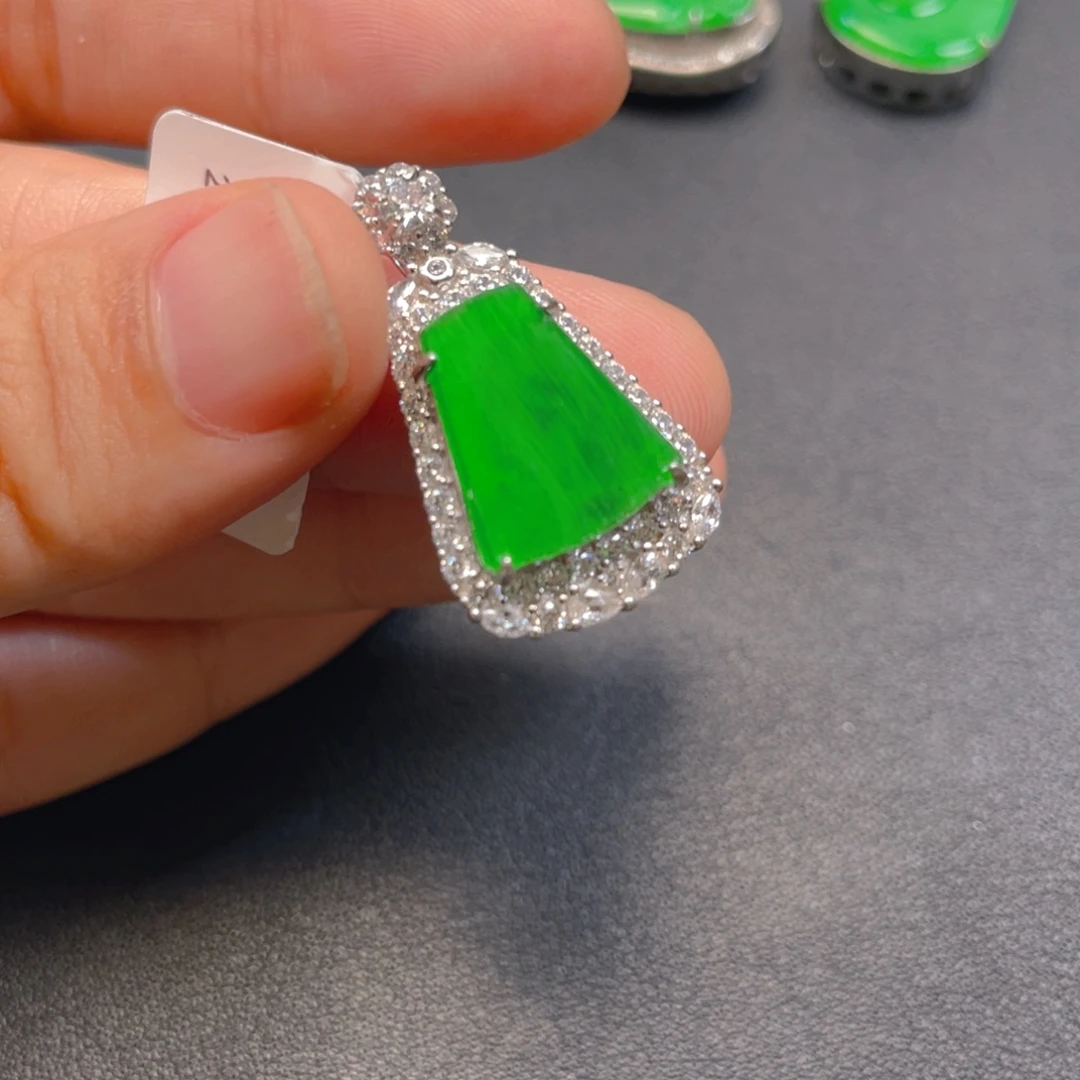 吊坠(不含链)银S925镶嵌翡翠