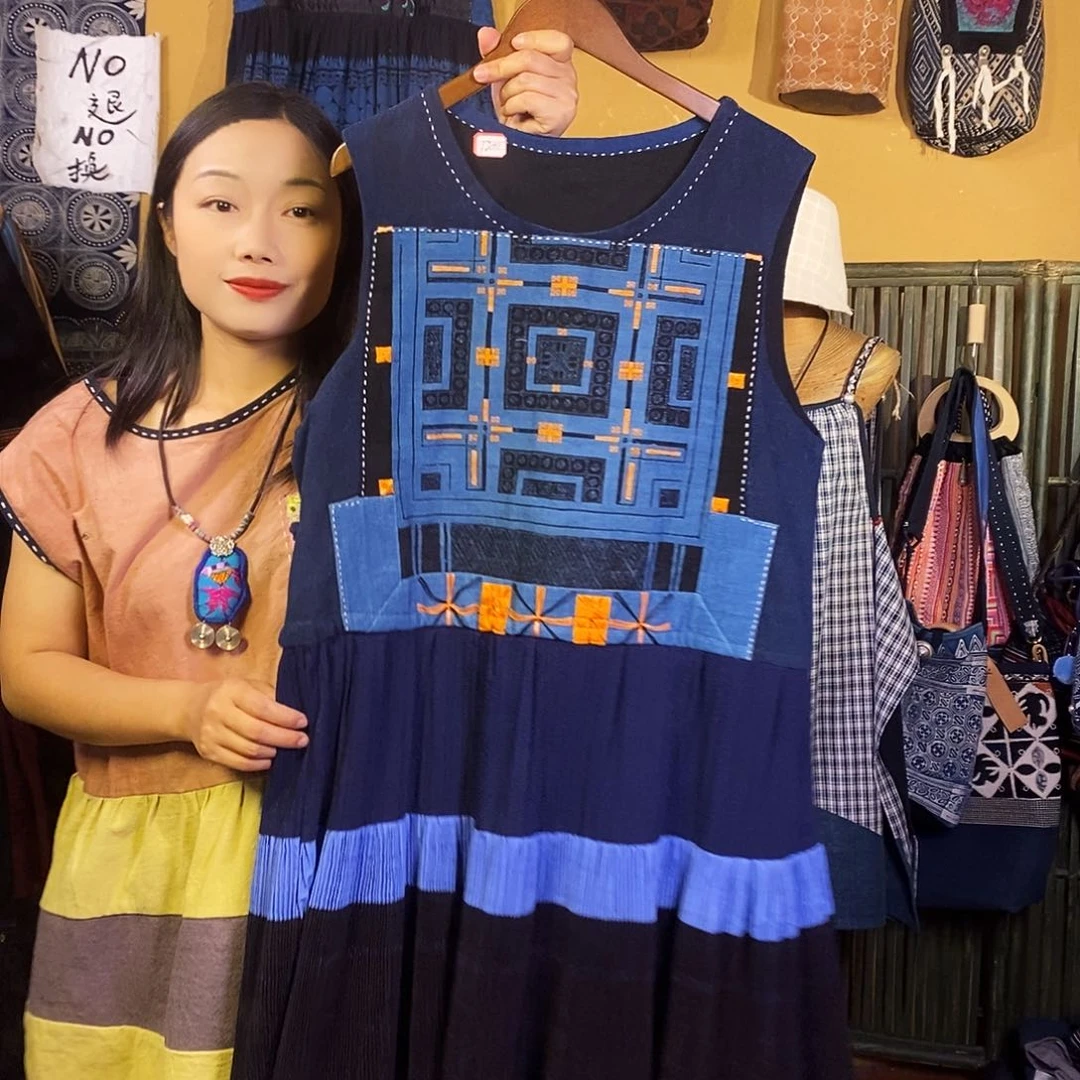 织绣手工老绣连衣裙