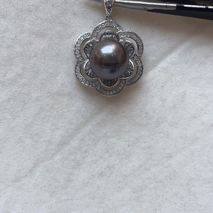 吊坠(不含链)银S925镶嵌海水珍珠