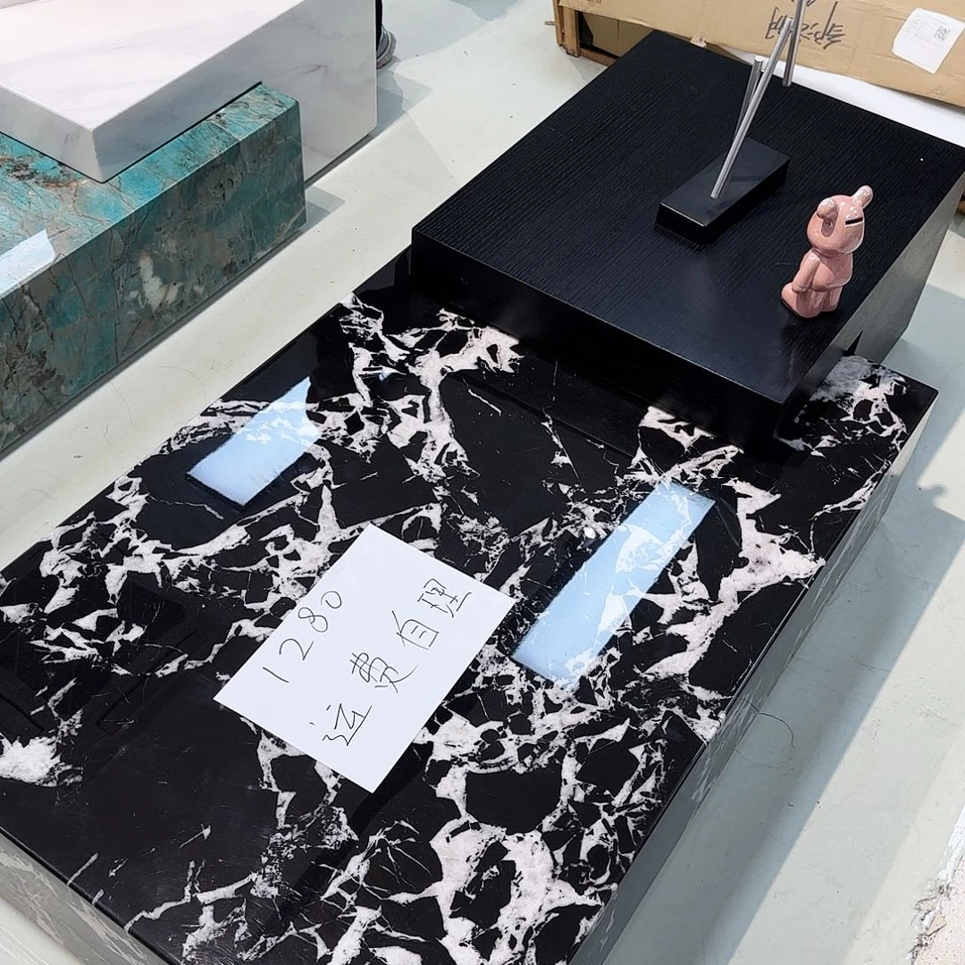 大理石落地高低组合7字茶几 运费自理