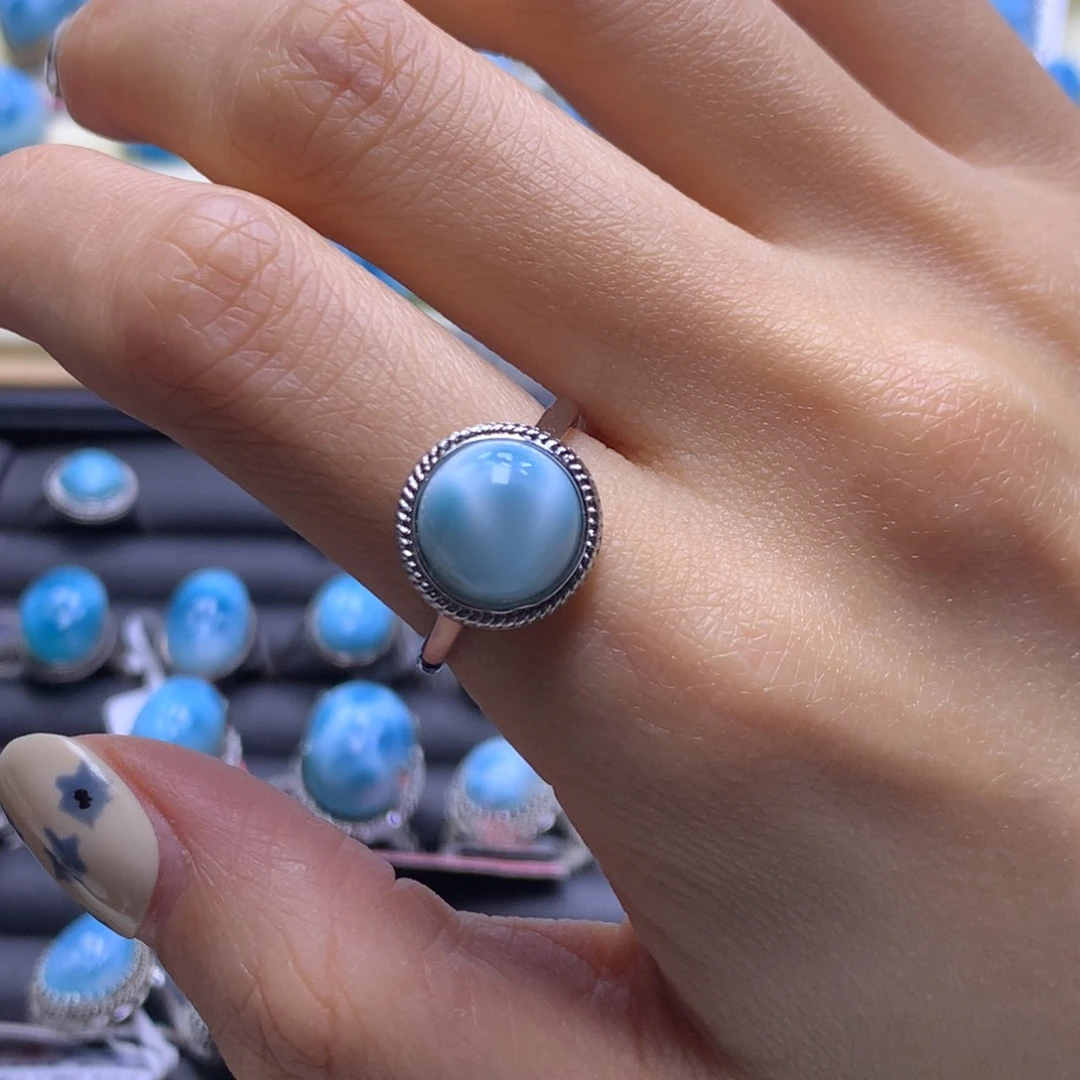 针钠钙石（海纹石）未镶嵌戒指蛋面戒指色差略异