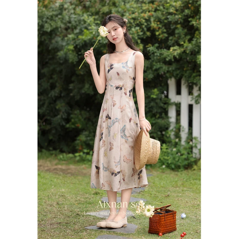 《涅普蒂斯》气质法式连衣裙春夏裙子新款长裙吊带裙L35010