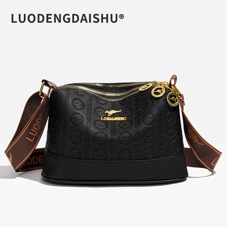 真皮多层包包女2025新款时尚中年妈妈包软皮压花大容量单肩斜挎包