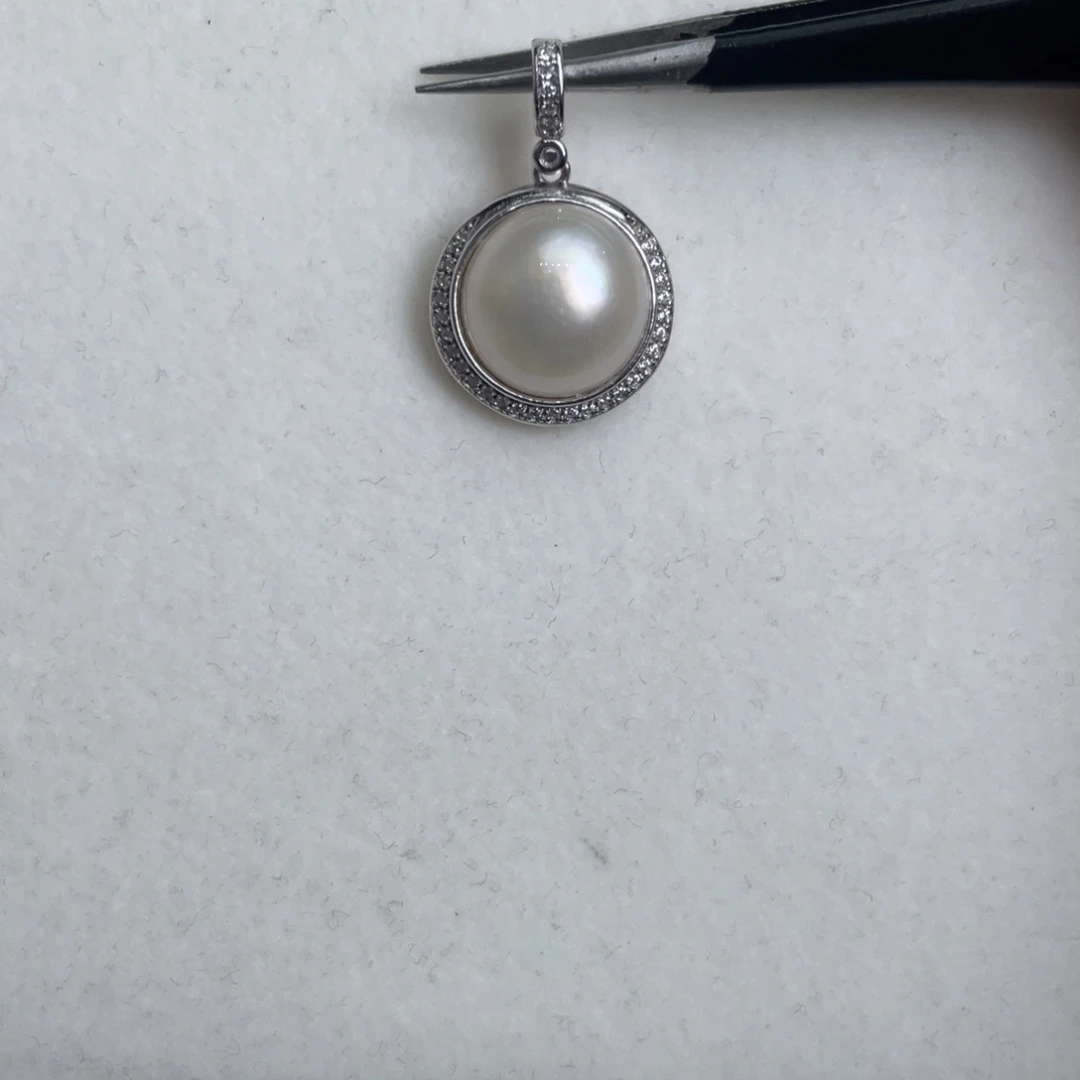 吊坠(不含链)银S925镶嵌拼合珍珠（马贝珠）