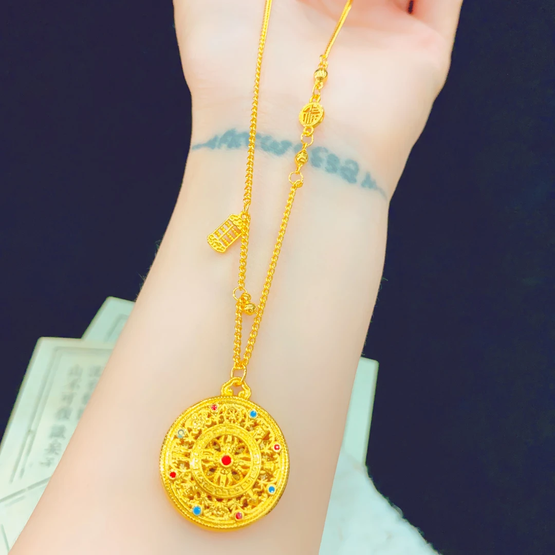 项链 镀K金精美珐琅算盘八宝罗盘项民族风链8820百搭项链