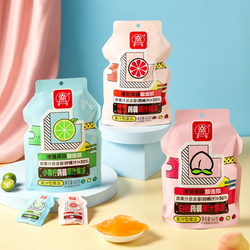 萱萱 蒟蒻果汁果冻160g袋装内含8小包*6白桃/蜂蜜柚子/小青柠口味