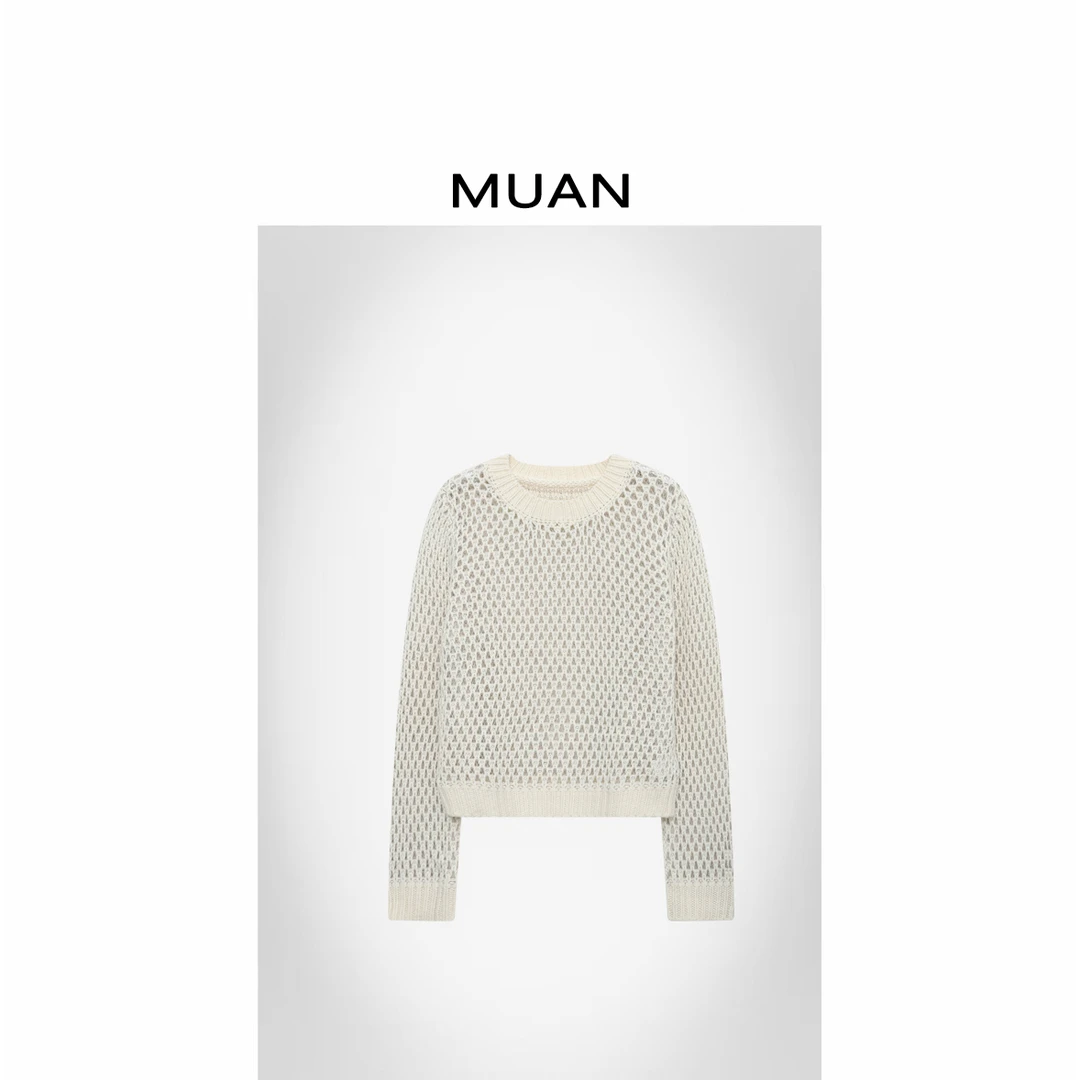 木岸MUAN：《小芝麻毛衣》定制290克100绵羊毛镂空毛衣女CQ-ZZ-25060