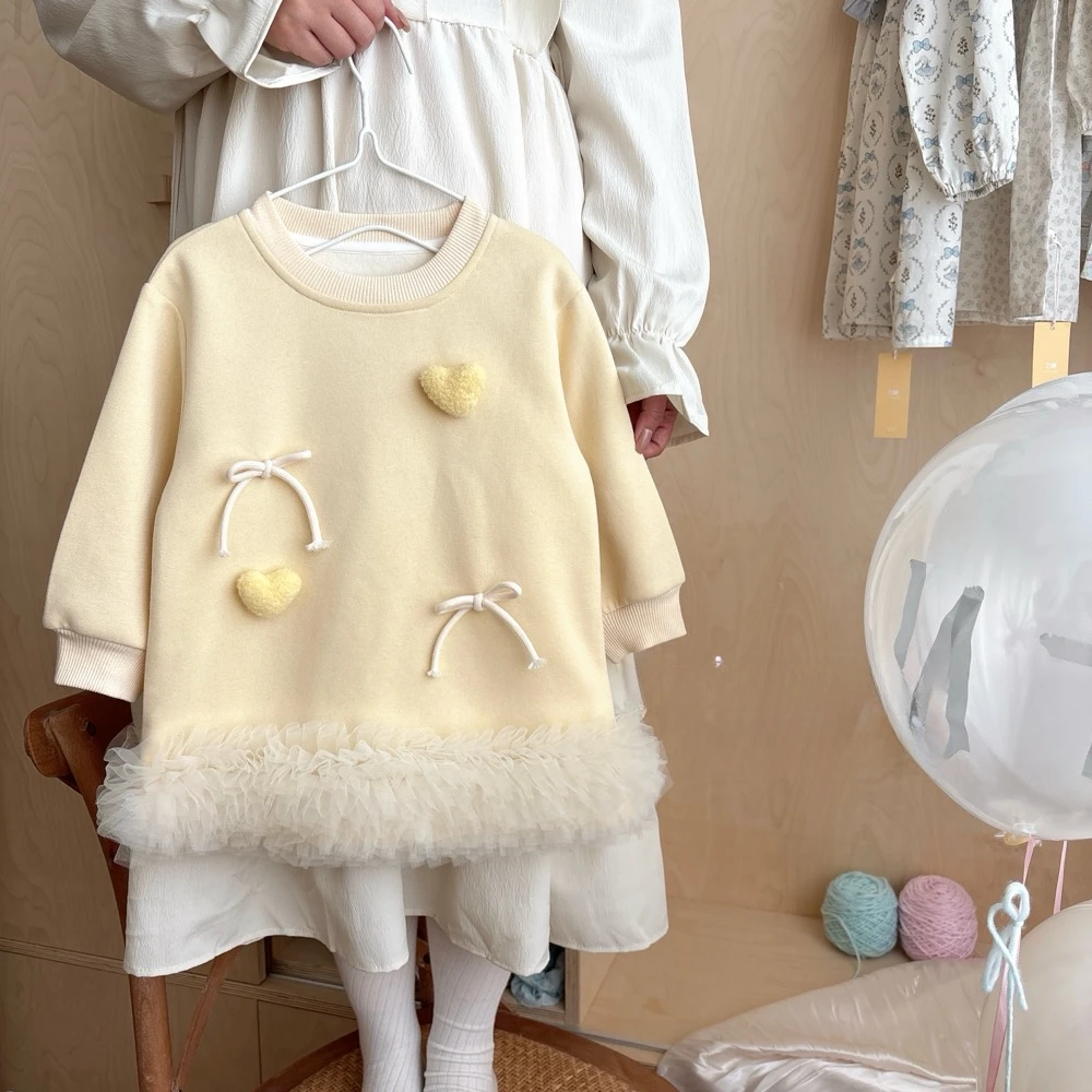 2025春季新品女童儿童洋气裙子宝宝公主裙春秋季网纱卫衣裙8040