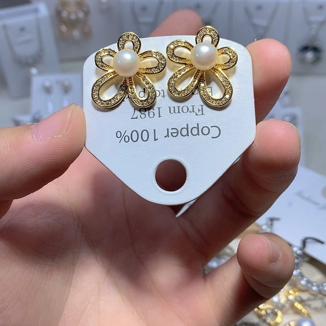 淡水珍珠耳饰银S925镶嵌