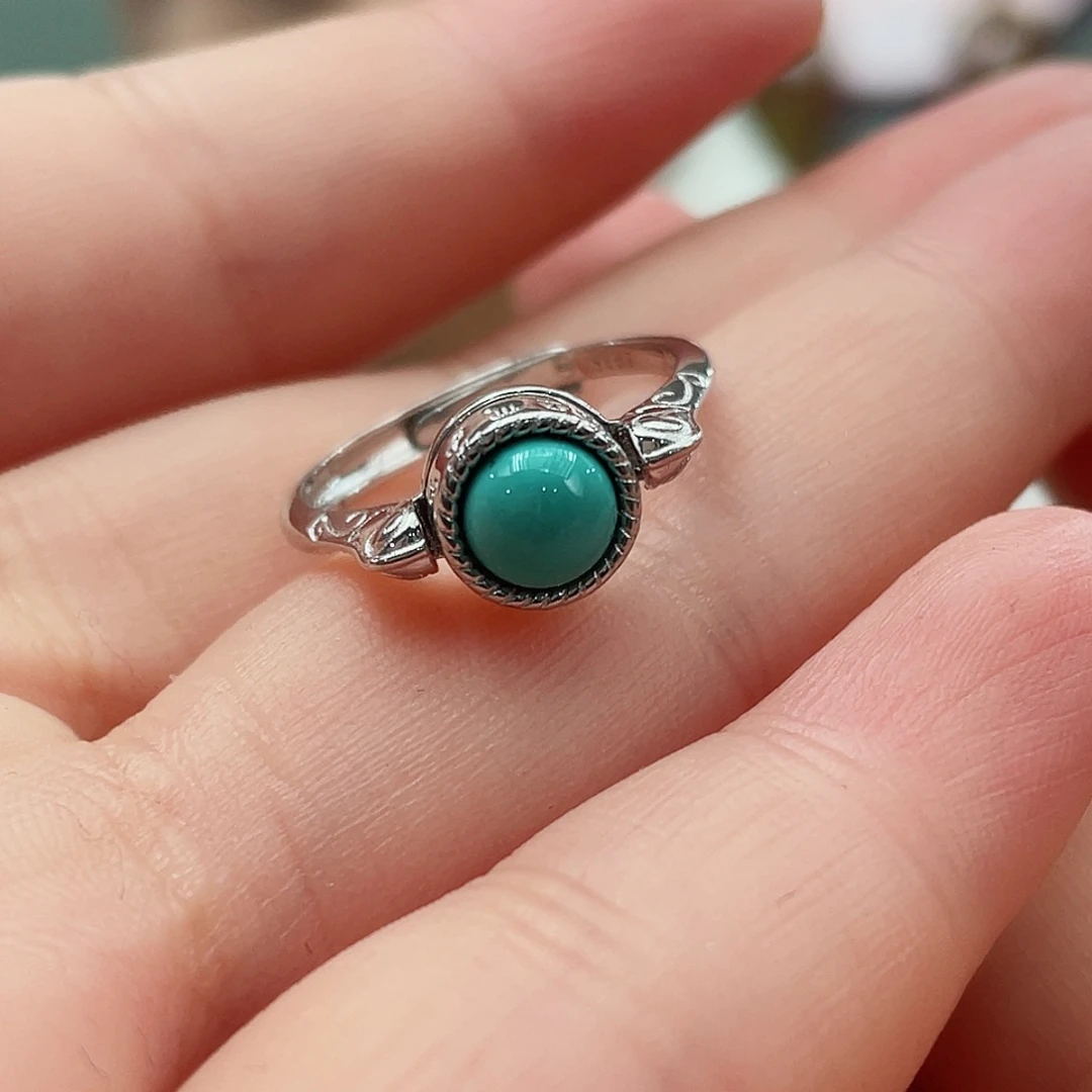 绿松石戒指银S925镶嵌