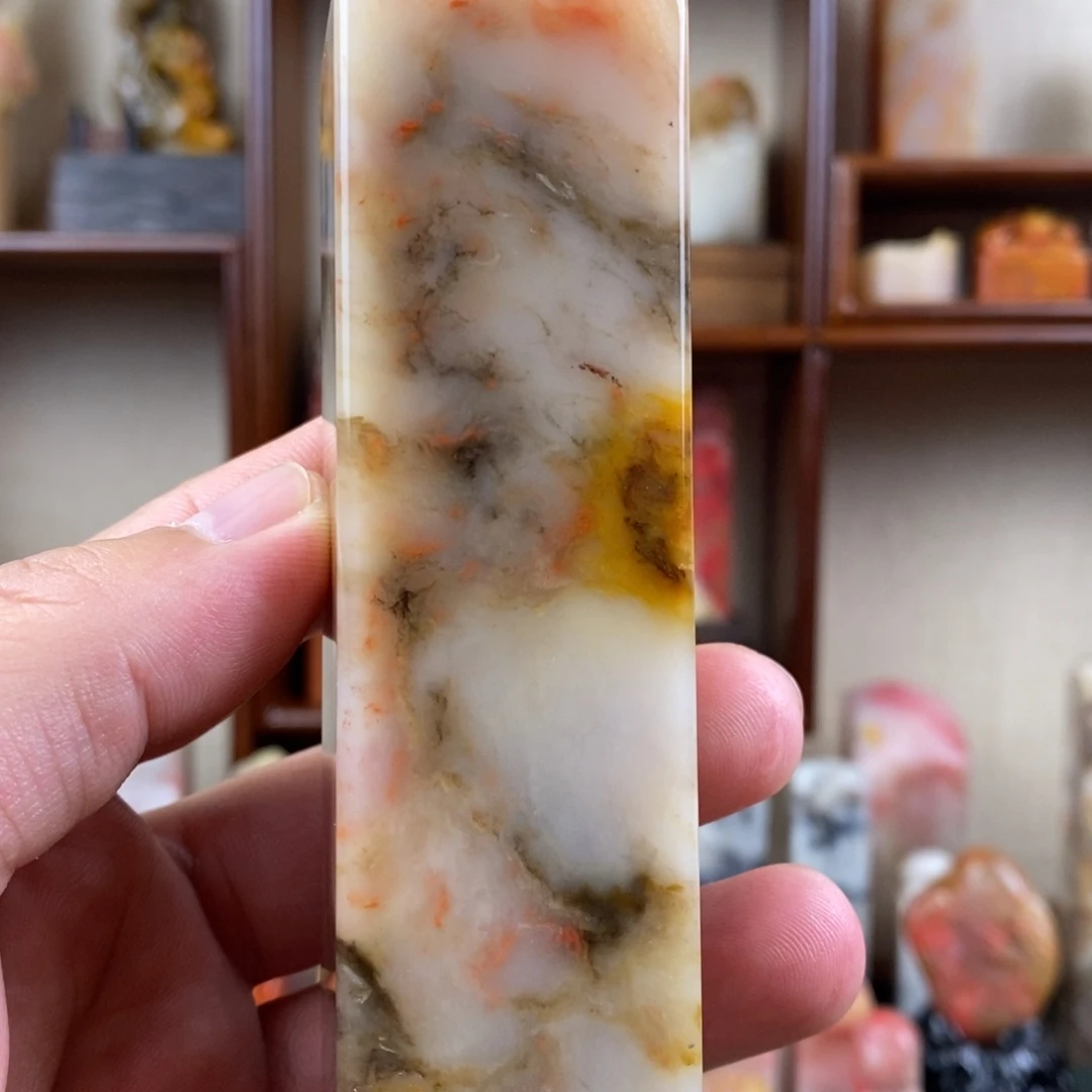 巴林石印石巴林鸡血石素章