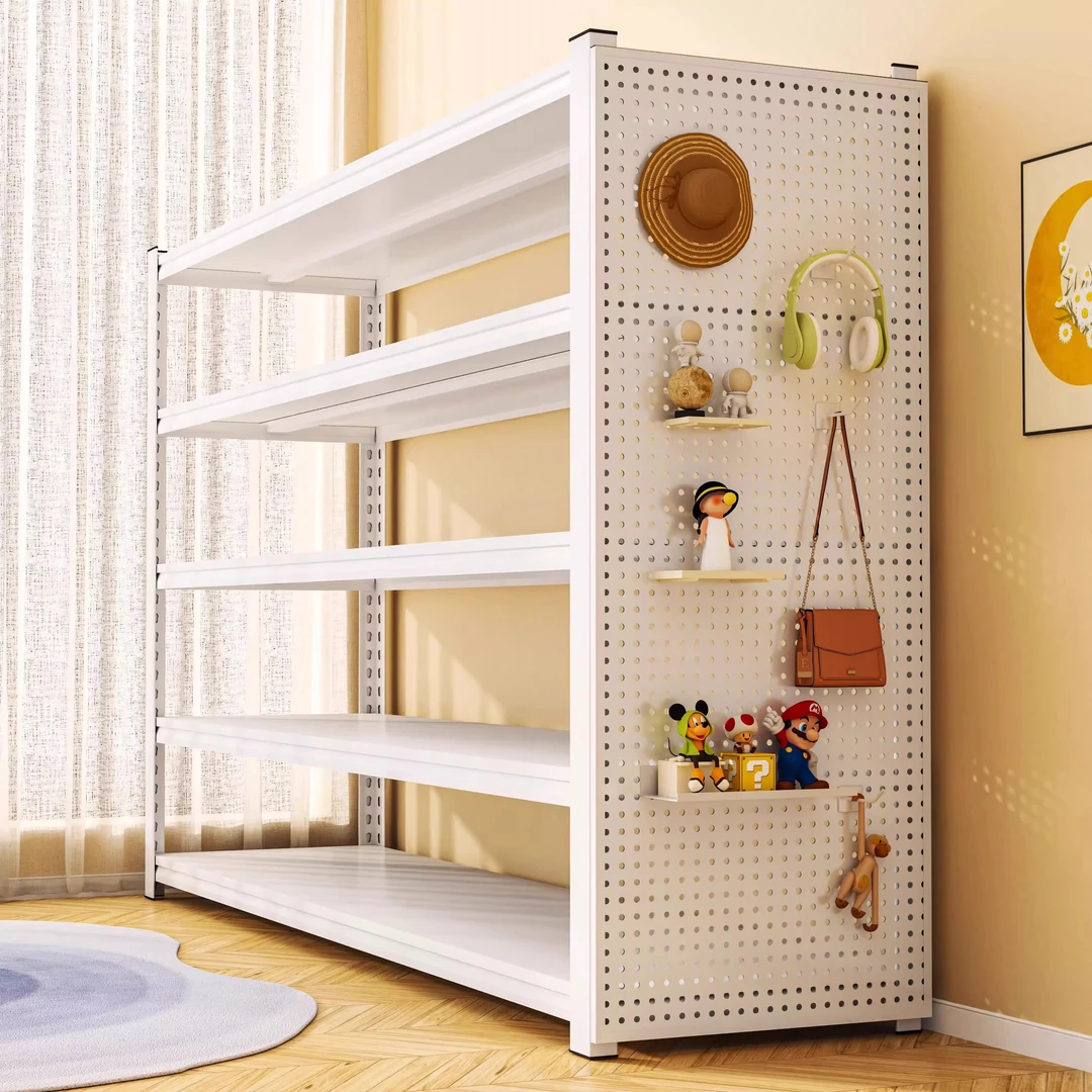 洞洞板货架置物架阳台客厅卧室储物铁架子厨房杂物落地多层收纳架