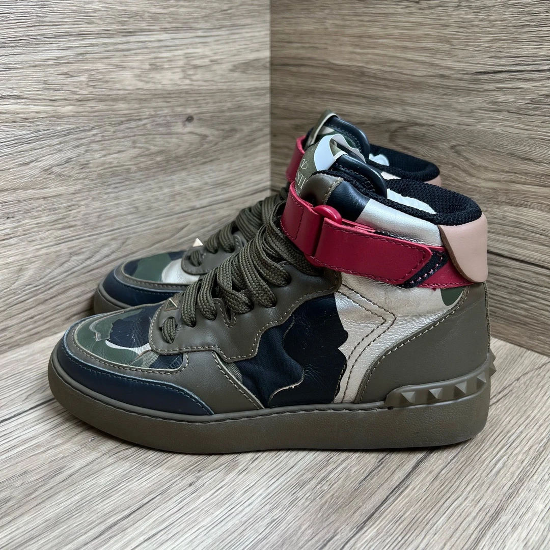 95新 Valentino/华伦天奴 迷彩高帮板鞋 36码