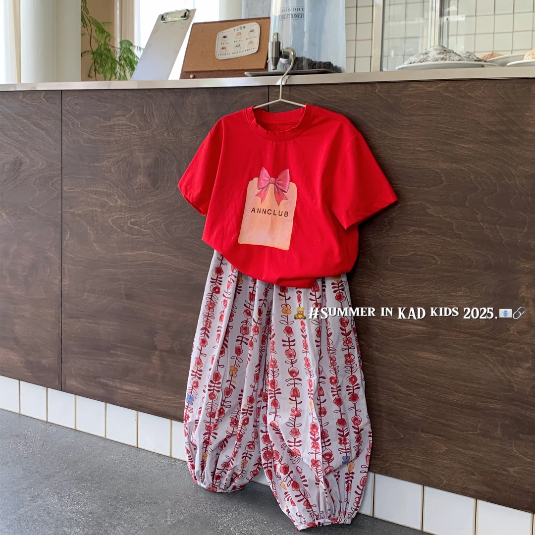 K5064-红色卡通正肩T+K5098-灯笼防蚊长裤