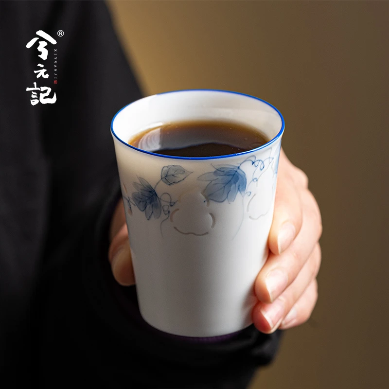 兮元记手绘葫芦玉瓷玲珑可乐杯个人专用茶杯品茗杯家用陶瓷水杯