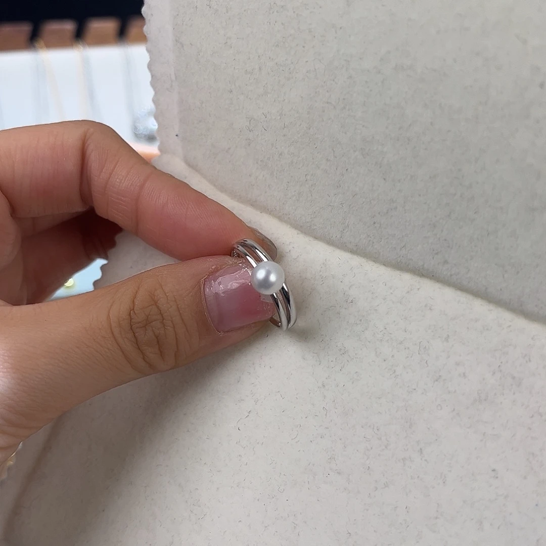 戒指淡水珍珠银S925镶嵌