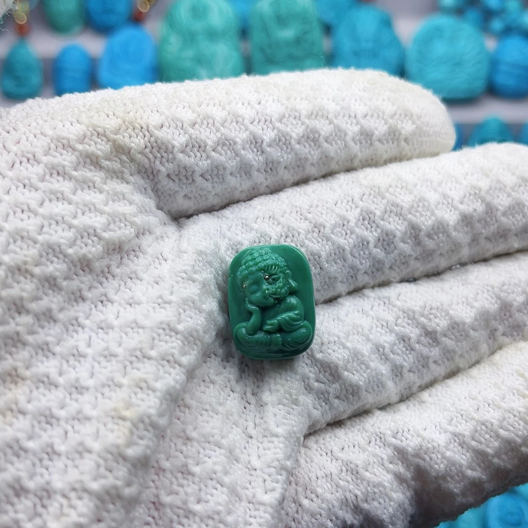 未镶嵌绿松石天然原矿雕刻绿松石卡18-14-10