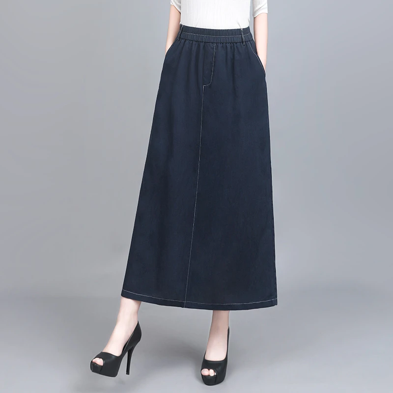 天丝亚麻半身裙女春夏新款高腰显瘦A字裙通勤百搭薄款麻料一步裙