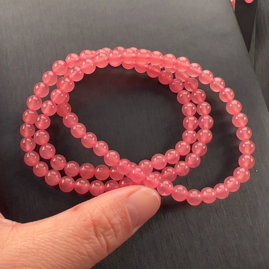 未镶嵌菱锰矿（红纹石）手串