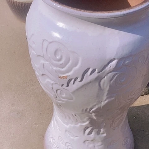 紫砂花盆口21高43瑕疵