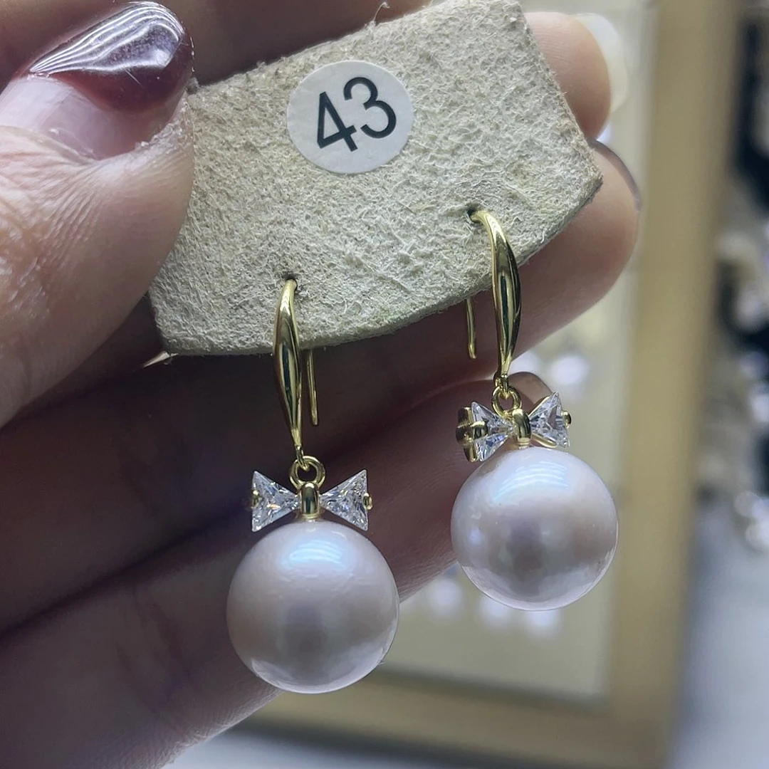 淡水珍珠耳饰银S925镶嵌