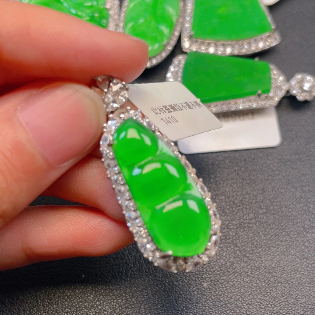 吊坠(不含链)银S925镶嵌翡翠