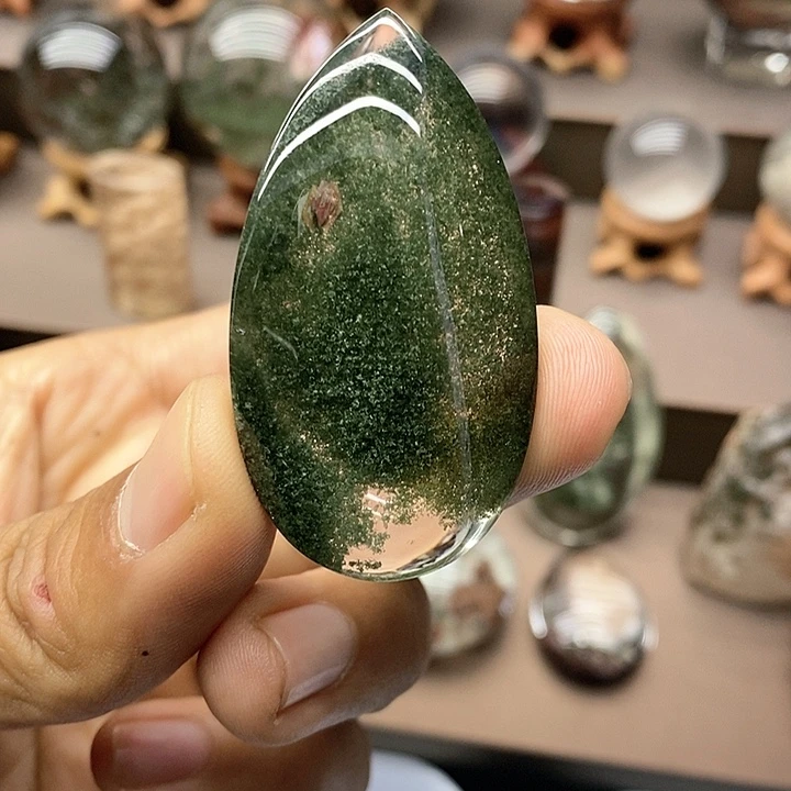 水晶颈饰未镶嵌绿幽灵水滴吊坠