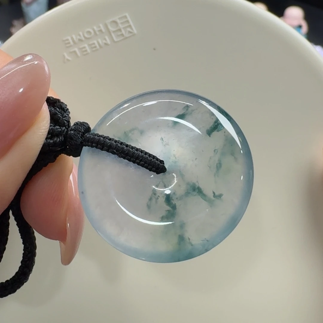 未镶嵌手链翡翠高冰玻飘蓝花平安扣高货同料圈粉！