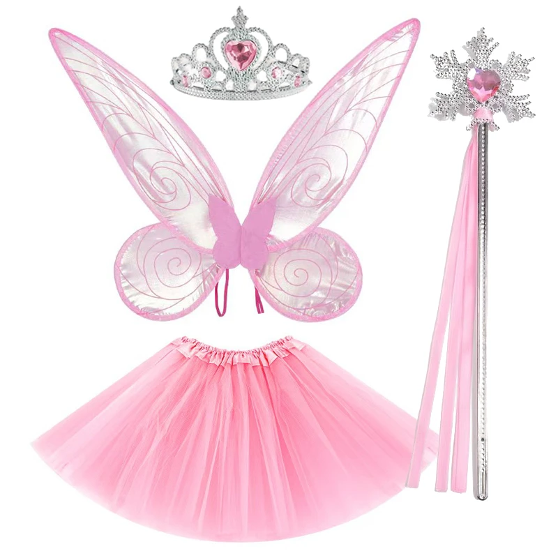 圣诞节蓝精灵花仙子天使蝴蝶昆虫翅膀女孩公主裙儿童舞台演出道具