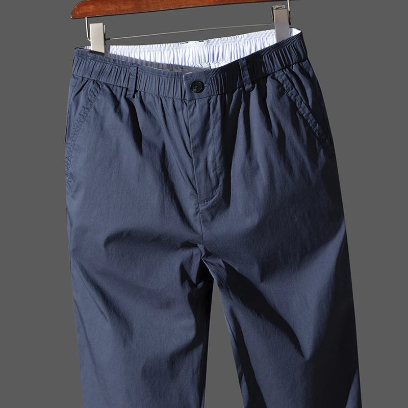 春夏季百搭休闲裤子薄款男士透气9分裤直筒锥形青年松紧腰九分裤M