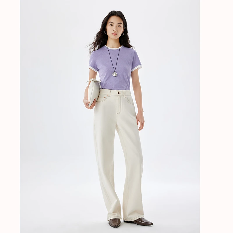 悉妍精品三醋酸牛仔裤女白色显瘦直筒裤百搭2025春时尚休闲裤723