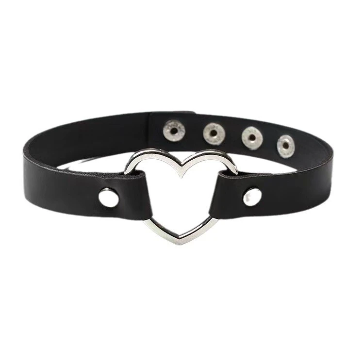 爱心项圈女颈带牵引绳人带choker链情侣性感朋克街拍锁骨链脖圈女